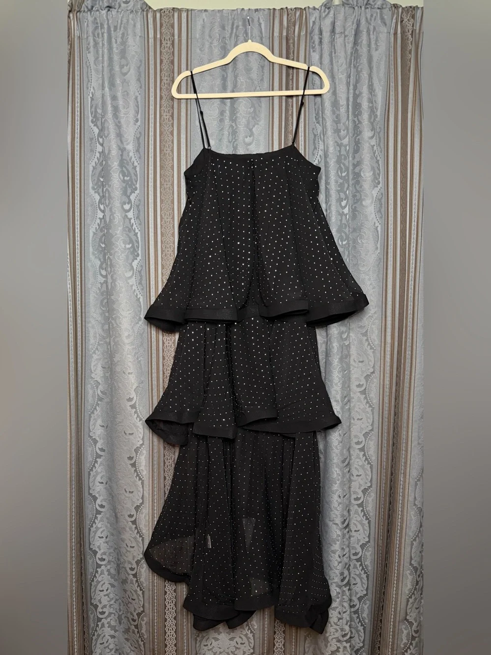 ELLIATT Moss Tiered Embellished Gown in Black